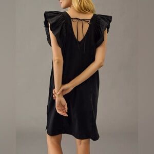 Daily Practice by Anthropologie Flutter-Sleeve Tee Dress Cotton Ruffle m